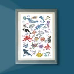 Sea Animals Alphabet Print, A-Z Sea Creatures, Nursery Art, Kids Posters, Baby Wall Art, Poster, Alphabet Print, Life - thumbnail 3