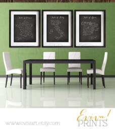 Poster Wall Art Taste Of Italy, Spain & France European Gastronomy Art Poster Spanish French Italian Culinary Map Trio Prints - thumbnail 1