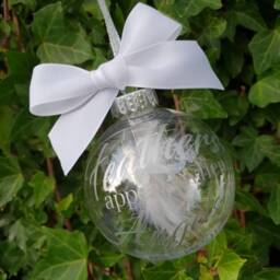 Memorial Bauble, Feathers Appear When Angels Are Near Remembrance Personalised Christmas Tree Decoration, Feather Bauble - thumbnail 2