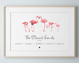 Personalised Flamingo Family Print, Our Gift, Animal Highland Art Fathers Day Birthday Gift - thumbnail 1