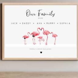 Personalised Flamingo Family Print, Our Gift, Animal Highland Art Fathers Day Birthday Gift - thumbnail 2