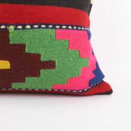 Vintage Kilim Pillow Cover 16x16 Turkish Rug Cushion, Handwoven Wool - thumbnail 2