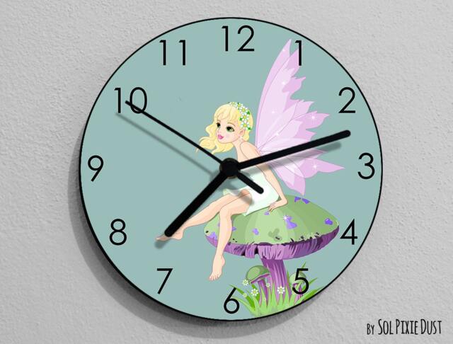 Fairy Sitting On A Mushroom Wall Clock - Kids Nursery Room, Teens Baby Room - image 1