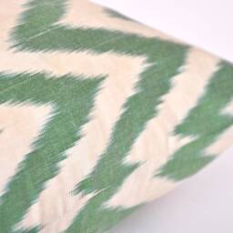 Green Chevron Ikat Pillow Cover, 20x20 Handloom Silk Cotton Cushion - thumbnail 3