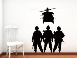 Military Decals, Soldier Silhouette, Army Helicopter, Airforce Decal, Armed Forces Decor, Patriotic Themed Wall Art - thumbnail 1
