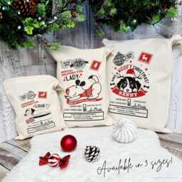 Personalised Pet Dog Santa Sack Stocking Christmas Bag Xmas Treat Retro Gift - thumbnail 1