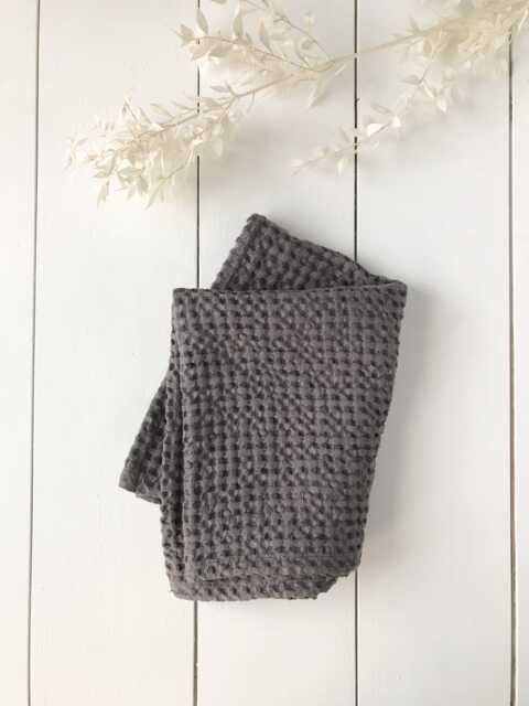 Soft Charcoal Gray Linen Waffle Bath Towels/Face, Hand, Body Towel Set/Soft & Fluffy Towels/Quality Spa Towels/Absorbent Towels - image 1