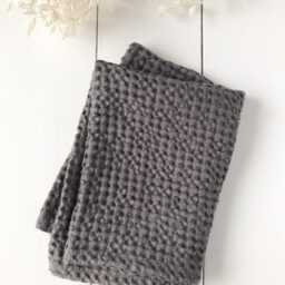 Soft Charcoal Gray Linen Waffle Bath Towels/Face, Hand, Body Towel Set/Soft & Fluffy Towels/Quality Spa Towels/Absorbent Towels - thumbnail 2