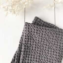 Soft Charcoal Gray Linen Waffle Bath Towels/Face, Hand, Body Towel Set/Soft & Fluffy Towels/Quality Spa Towels/Absorbent Towels - thumbnail 3