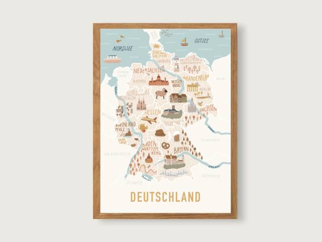 Poster Germany A3 - Print Children's Poster Room Child Baby Illustration Learning Decoration -- Herz & Papier - image 1