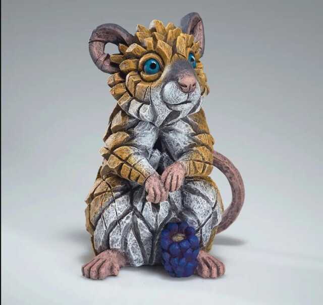Hand Painted Grey Field Mouse Sculpture - Woodland Figurine Marble Dust & Resin Animal Art Collectible Gift - image 1