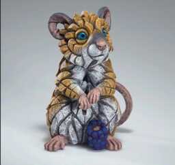 Hand Painted Grey Field Mouse Sculpture - Woodland Figurine Marble Dust & Resin Animal Art Collectible Gift - thumbnail 1