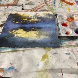 Original Painting, Abstract Waterscape in Autumn On Canvas Board. Contemporary Art - thumbnail 2