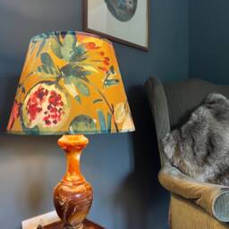 Fruit Garden Velvet French Drum Lampshade, Empire Mustard Floral Fig Ceiling Light Shade - thumbnail 1