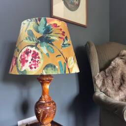 Fruit Garden Velvet French Drum Lampshade, Empire Mustard Floral Fig Ceiling Light Shade - thumbnail 2