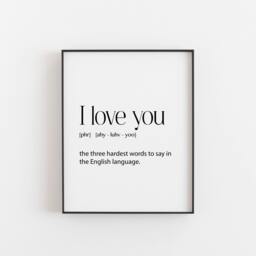 I Love You Definition Print - The Hardest Words To Say Wall Art Honest Typography Poster Introvert Humor Minimalist Dictionary - thumbnail 1