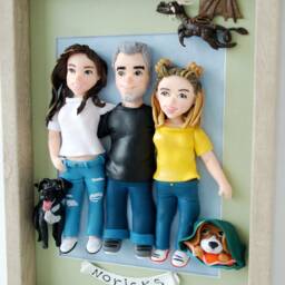 Customizable Fathers Day Gifts Custom Family Portrait With Dog - thumbnail 2
