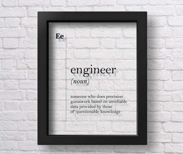 Transparent Engineer Definition Print Gift For Coworker New Job Office Decor Home Wall Art Professions Dictionary Scandinavian Typography - image 1