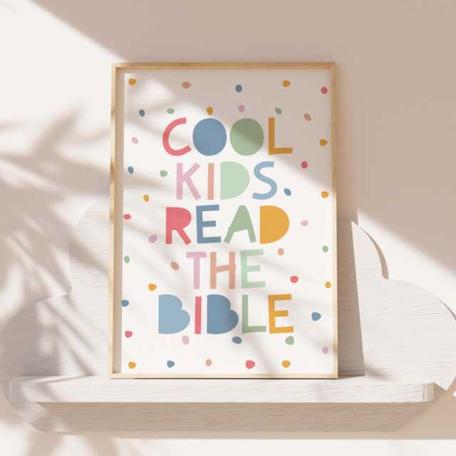 Kids Christian Wall Art, Girls Nursery Print, Bible Verse Bedroom Decor, Pastel Colours, Colourful Sunday School - image 1