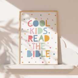 Kids Christian Wall Art, Girls Nursery Print, Bible Verse Bedroom Decor, Pastel Colours, Colourful Sunday School - thumbnail 1