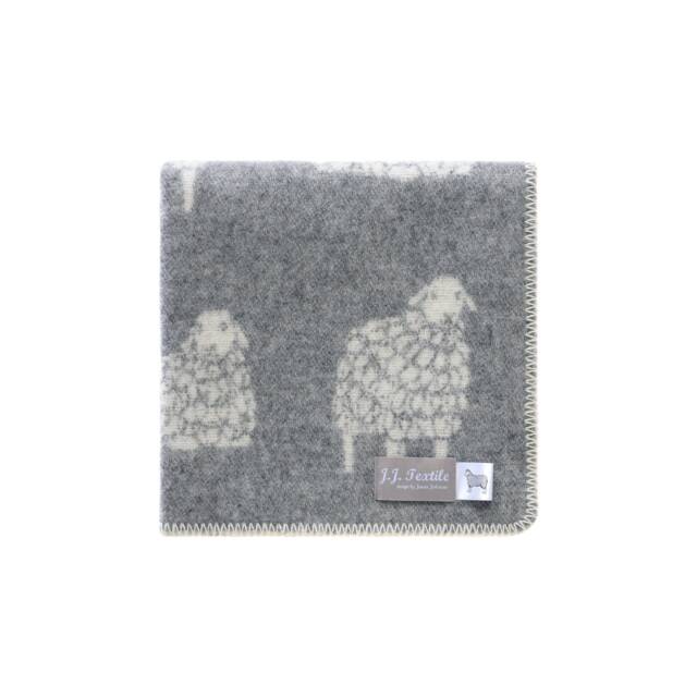 Sheep Mima Little Blanket - Reversible Grey Wool Throw Baby Shower Gift - image 1