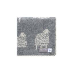 Sheep Mima Little Blanket - Reversible Grey Wool Throw Baby Shower Gift - thumbnail 1