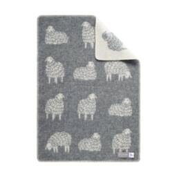 Sheep Mima Little Blanket - Reversible Grey Wool Throw Baby Shower Gift - thumbnail 2