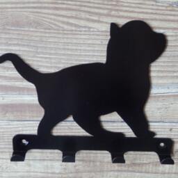 Kitten Silhouette Key Hook Rack - Metal Wall Art - thumbnail 3