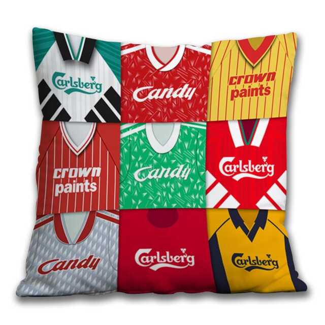 Liverpool Retro Montage Kits Shirts Jumbo Cushion 60x60 cm Great Classic Gift For Fans Unofficial Printed in The UK - image 1