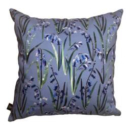 Bluebell Cushion/Spring Flower Cushion, Floral Cotton Cushion Cover, Blue, 45 X cm - Handmade in The UK - thumbnail 3