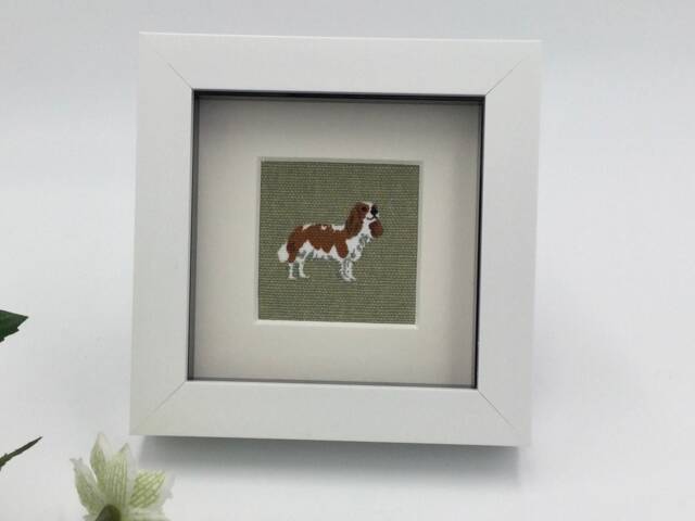 King Charles Cavalier Spaniel Dog Picture, Framed Fabric Wall Art By Sophie Allport - image 1