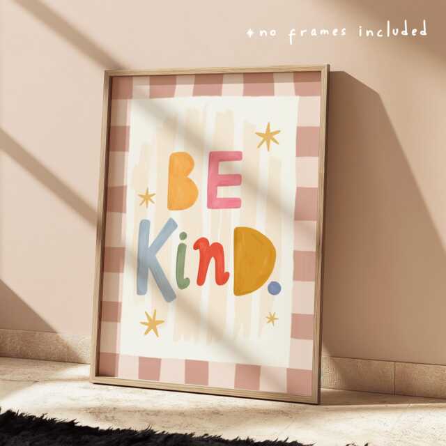Be Kind Print in Pastel, Inspirational Quote Illustration Print, Colourful Children's Bedroom Decor, Scandi Nursery, Playroom Wall Art - image 1