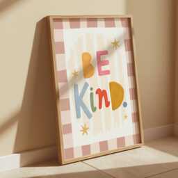 Be Kind Print in Pastel, Inspirational Quote Illustration Print, Colourful Children's Bedroom Decor, Scandi Nursery, Playroom Wall Art - thumbnail 3