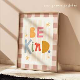 Be Kind Print in Pastel, Inspirational Quote Illustration Print, Colourful Children's Bedroom Decor, Scandi Nursery, Playroom Wall Art - thumbnail 1