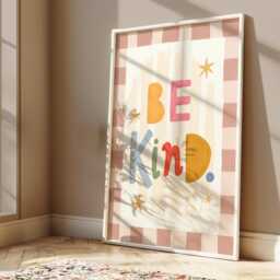 Be Kind Print in Pastel, Inspirational Quote Illustration Print, Colourful Children's Bedroom Decor, Scandi Nursery, Playroom Wall Art - thumbnail 2