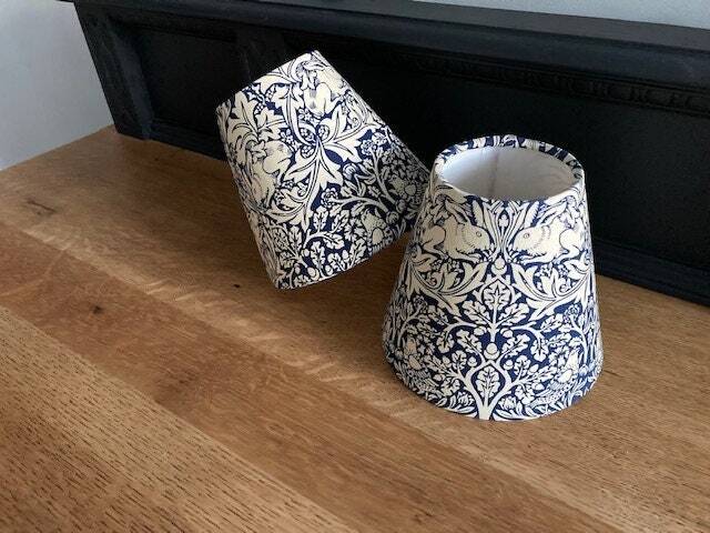 William Morris Brother Rabbit Blue Candle Clip Lampshade. Bespoke. Handmade. Wall Lights. Chandeliers - image 1