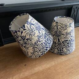 William Morris Brother Rabbit Blue Candle Clip Lampshade. Bespoke. Handmade. Wall Lights. Chandeliers - thumbnail 4