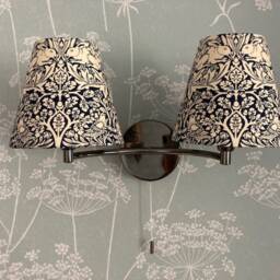 William Morris Brother Rabbit Blue Candle Clip Lampshade. Bespoke. Handmade. Wall Lights. Chandeliers - thumbnail 2