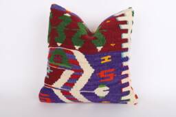 Bohemian Kilim Pillow 16x16 Turkish Wool Throw Pillow - thumbnail 1