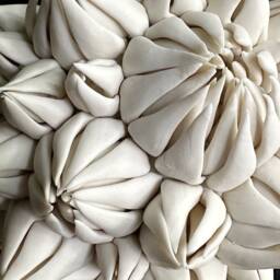 Protea Porcelain Mini Wall Sculpture - Textured Art, White Ceramic - thumbnail 3
