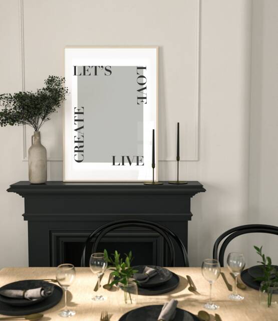 Let's Love Life, Positive Affirmation Home, Kitchen, Bathroom Decor, Modern Typography, Bedroom Print, Good Vibes Poster, Beige Wall Art A2 - image 1