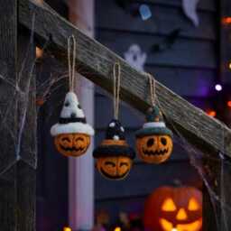 Pumpkin Bauble Trio Needle Felted Fair Trade Halloween Decor
