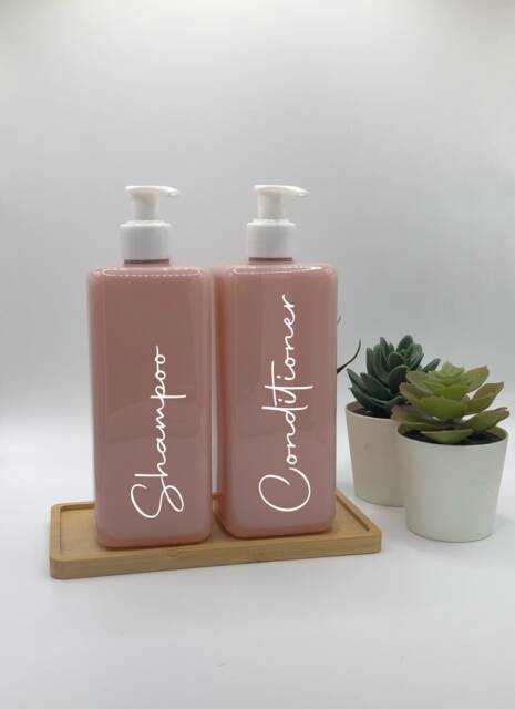 Personalised Pink Square Soap Dispenser Bottle With Gloss White Pump 250Ml & 500Ml - image 1