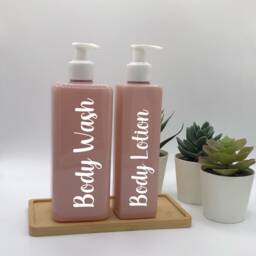 Personalised Pink Square Soap Dispenser Bottle With Gloss White Pump 250Ml & 500Ml - thumbnail 2