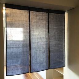 Japanese Linen Noren Curtain, Order Made Japanese Noren, Navy Blue Woven Fabric, Wall Fabric Panel, 3 Panel Curtain Tissu - thumbnail 2