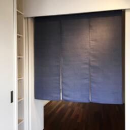 Japanese Linen Noren Curtain, Order Made Japanese Noren, Navy Blue Woven Fabric, Wall Fabric Panel, 3 Panel Curtain Tissu - thumbnail 3