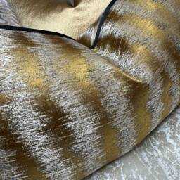 Luxury Cushion Cover, Pillow Cover Contrasting Black Piping, Designer Ashley Wilde Jules Fabric, Ochre Gold/Interior All Sizes - thumbnail 3