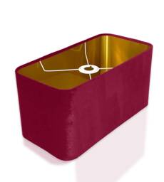 New Made To Order Cranberry Red Velvet Lamp Shade & Pendant Light Rounded Rectangular Shape Metallic Panels Lining For All Purpose