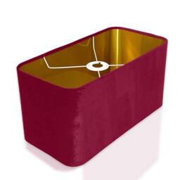 New Made To Order Cranberry Red Velvet Lamp Shade & Pendant Light Rounded Rectangular Shape Metallic Panels Lining For All Purpose - thumbnail 2