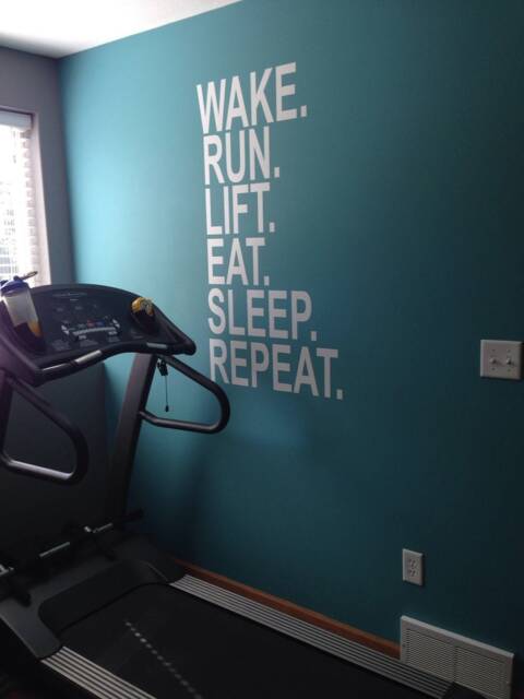 Gym Wall Sticker, Motivational Decal. Wake. Run. Lift. Eat. Sleep. Repeat. Graphic - image 1